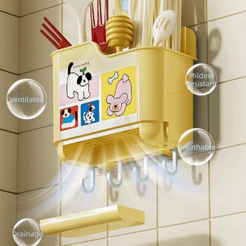 Wall Mounted Suction Cup Chopstick Holder Moisture-Proof Chopsticks Cage Bathroom