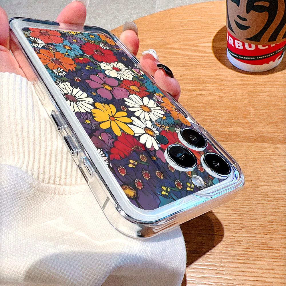 Vibrant Floral Mosaic on Dark Phone Case for IPhone 14 15 16 17 13 12 11 Pro Max  Plus 12 13 Mini TPU Protect Cover
