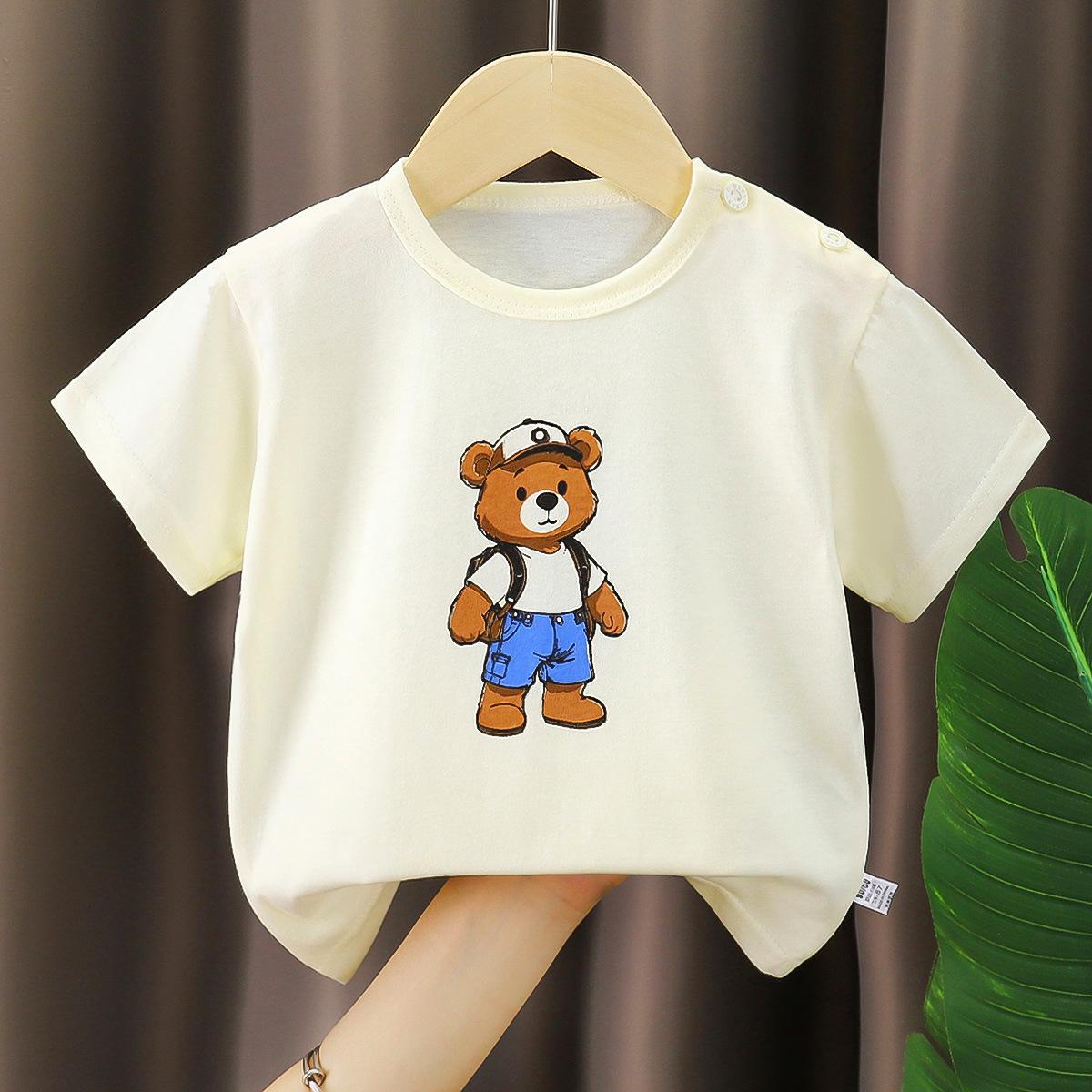 

Girls And Boys Casual Cotton Short-sleeved T-shirts For Summer Children, Simple And Stylish T-shirts For Kids 90cm