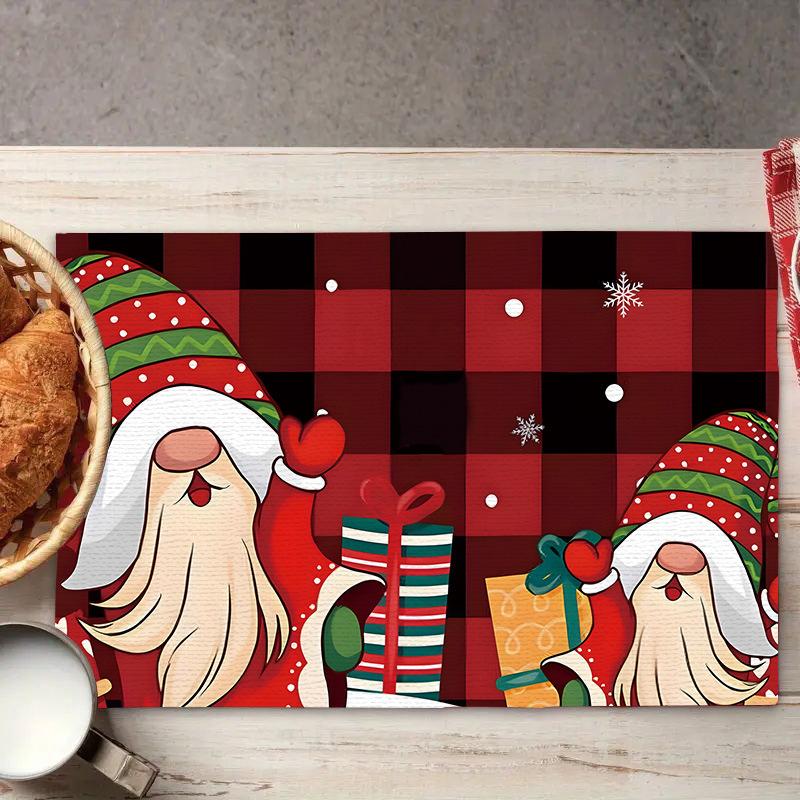 Weihnachts-Platzsets Baum-Muster Tischsets Hitzebeständige Leinen-Platzsets für Esszimmer- und Küchendekor für Festtagsmahlzeiten, Zusammenkünfte, Partytisch