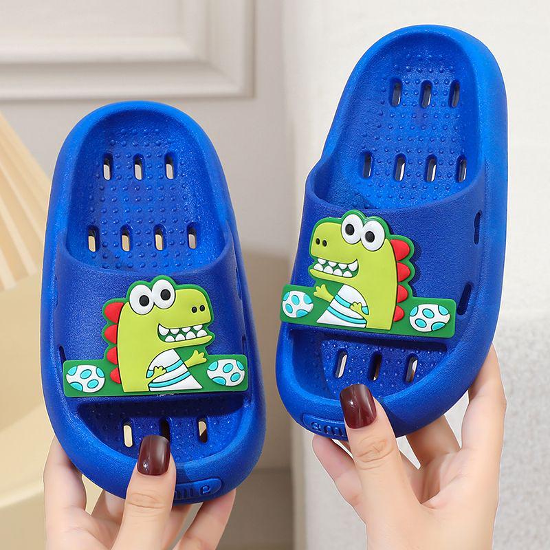 Dinosaur Kids' Non-Slip Quick-Dry Shower Slippers - Hollow, Water-Draining Cartoon Sandals for Boys & Girls