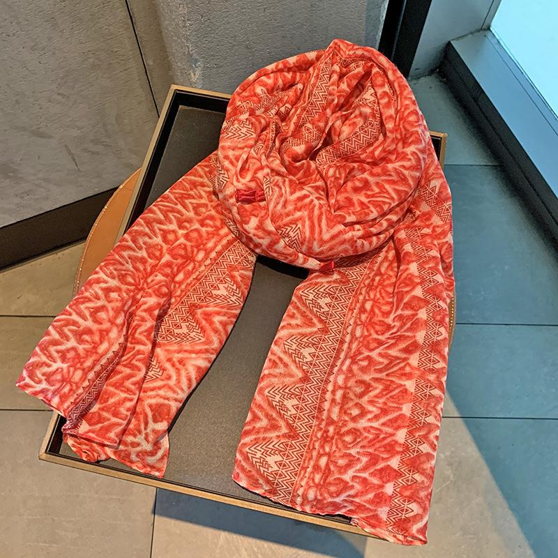 

Elegant Women Thin Silk Scarf Wrap Shawl Print Ladies Sunscreen Bandanas Hijab Mujer Boho Scarve Pareo Casual Chinese Style New One Size& 8Y