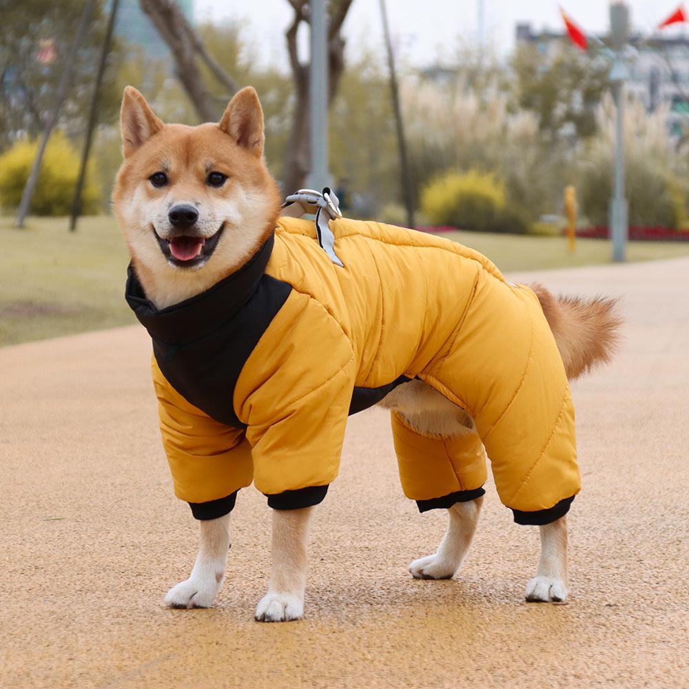 Winter Warm Four-Legged Cotton Dog Clothes for Small Pets - Cold Protection Outdoor Apparel