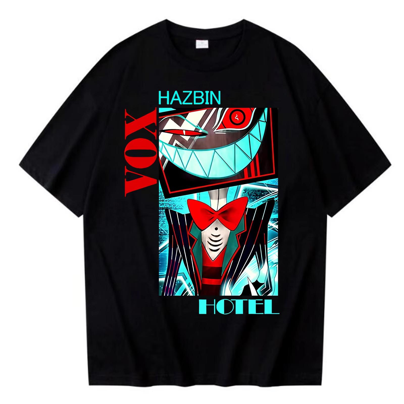 2026 High Quality Cotton Hazbin Hotel Vox Print T Shirt Man Woman Harajuku Tops Tees Anime Streetwear XL