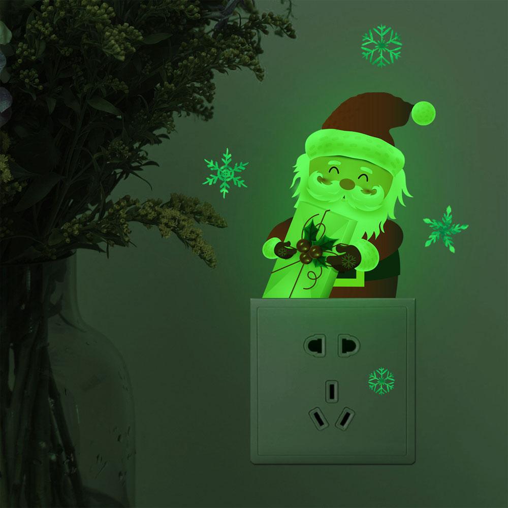 Luminous Switch Sticker Santa Claus Decor Wallpaper Wall Decals Living Room