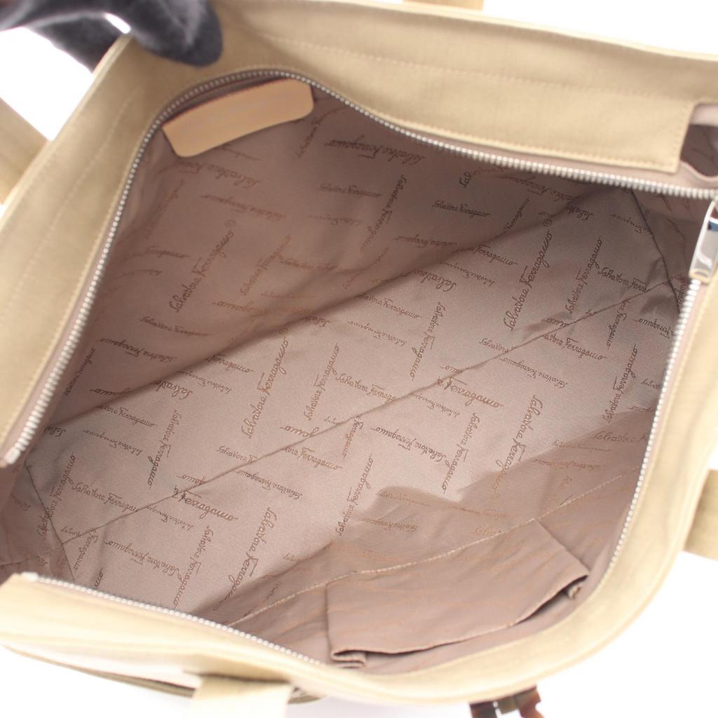 Used Salvatore Ferragamo Gancini Tote Bag Canvas Beige Used Women