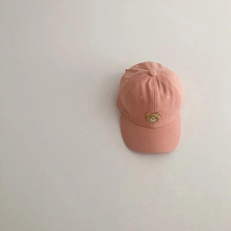 Cute Bear Embroidery Kids Baseball Cap Adjustable Soft Cotton Breathable Toddler Boys Girls Cap Outdoor Sunshade Child Sun Hat