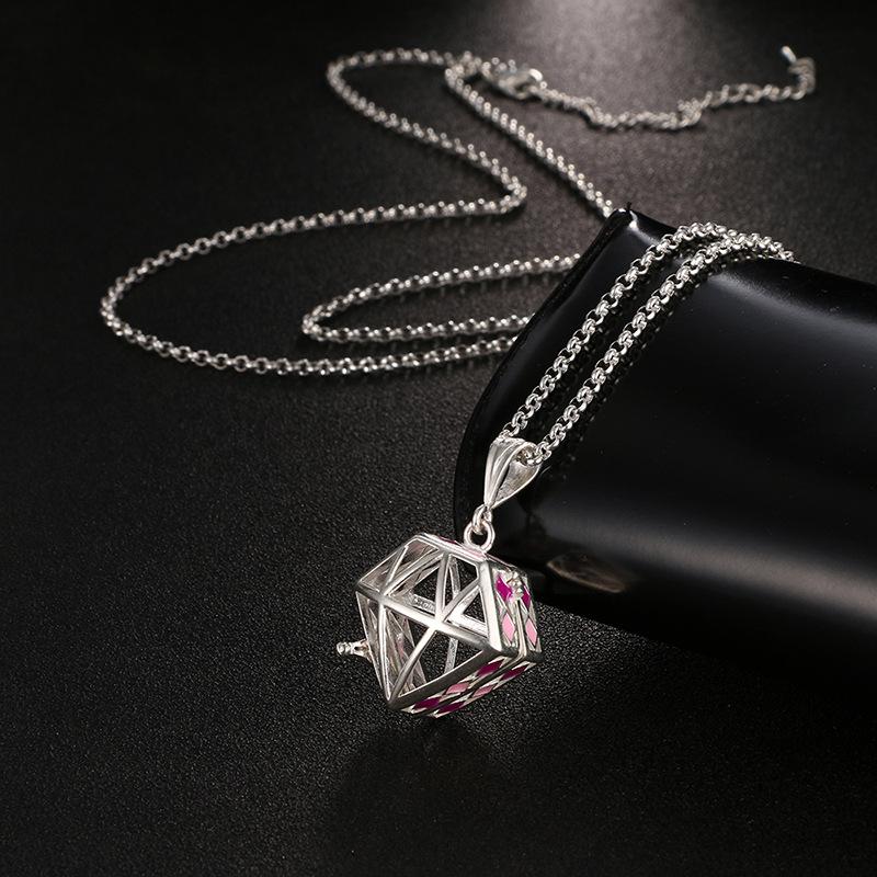 Neue Aromatherapie Ätherisches Öl Diffusor Halskette Schmuck Quadratisch Hohl Parfüm Medaillon 16MM Musik Kugel Damen Anhänger Zubehör