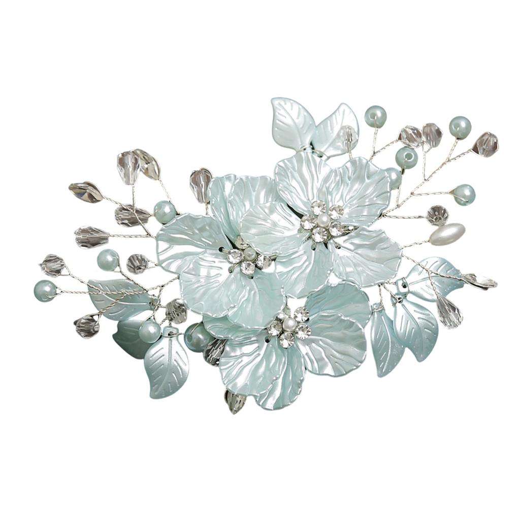Pinza para el pelo floral de perlas con diseño de concha y detalles de cristal para peinados elegantes, accesorios para ocasiones especiales y uso diario