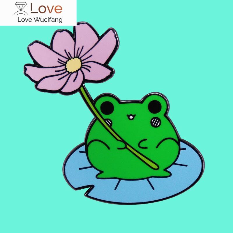 

Прекрасный пруд, лягушка лотоса, мультяшная брошь, интересный металлический эмалированный значок, коллекционная джинсовая куртка, булавка для рюкзака, детские модные подарки