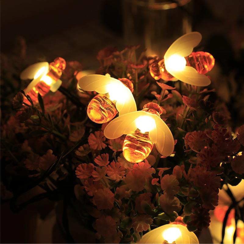 Solar Bee String Lights Outdoor Led Honeybee Fairy Lights Waterproof Solar  Lights for Gar