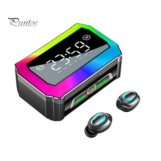 

1 пара беспроводных наушников-вкладышей с поддержкой Bluetooth, беспроводные наушники с зеркальной поверхностью 5.3, функцией отображения времени и питания, успокаивающим звуком и подсветкой RGB чёрный