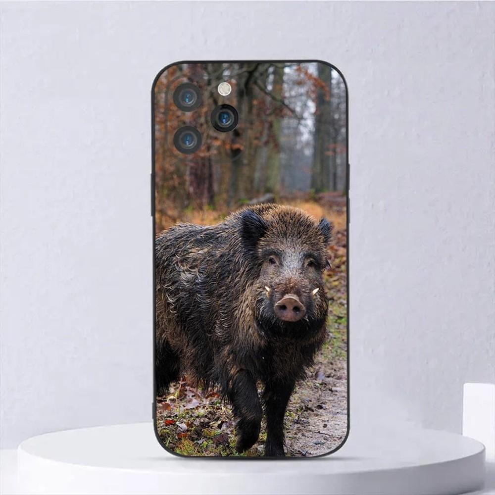 

Animal Wild Boar Phone Case For iPhone 15,14,13,12,11,Plus,Pro Max,XS,X,XR,SE,Mini,8,7 Soft Silicone Black Cover iPhone12