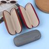 1Pc Pu Leather Eyeglass Box Wood Grain Hard Kit Holder Metal Reading Glasses Case For Men And Women Pu Leather Eyeglass Box