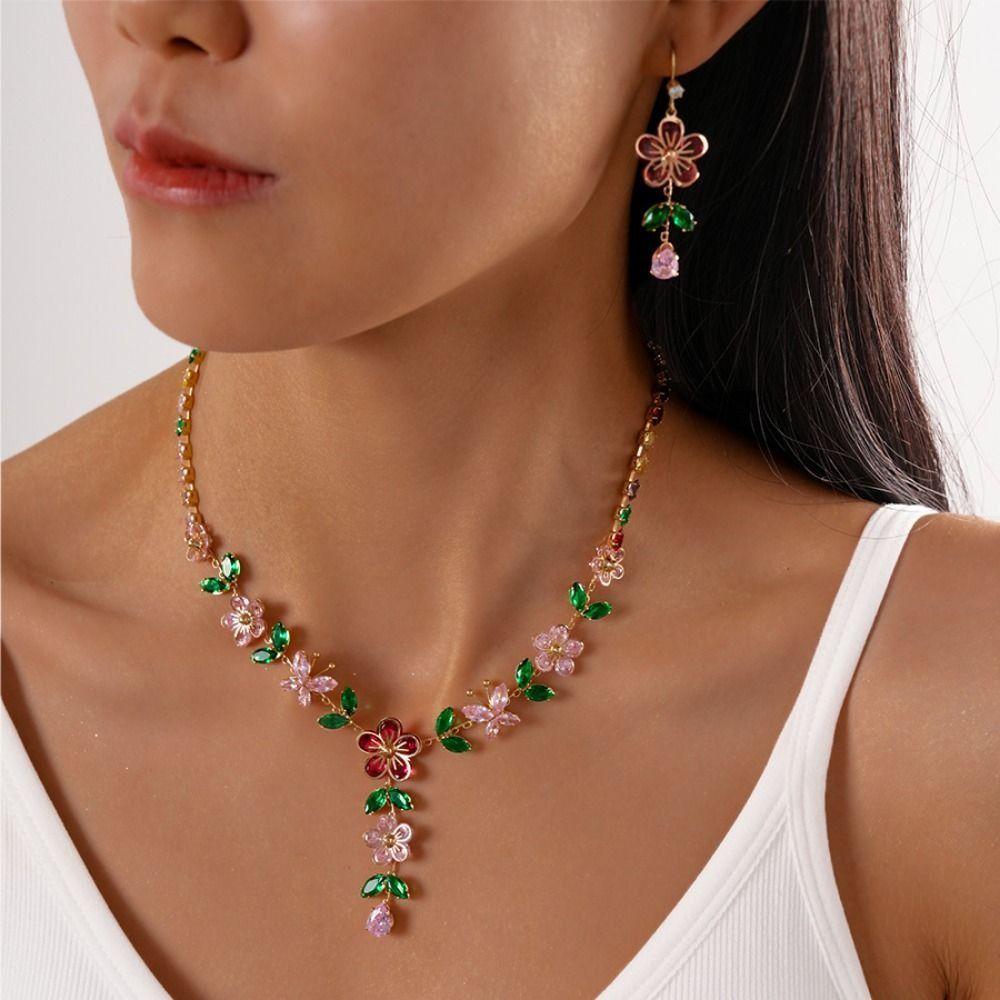 Exquisite Zircon Necklaces Sweet Jewelry Set Niche Clavicle Chain  Jewelry Accessories