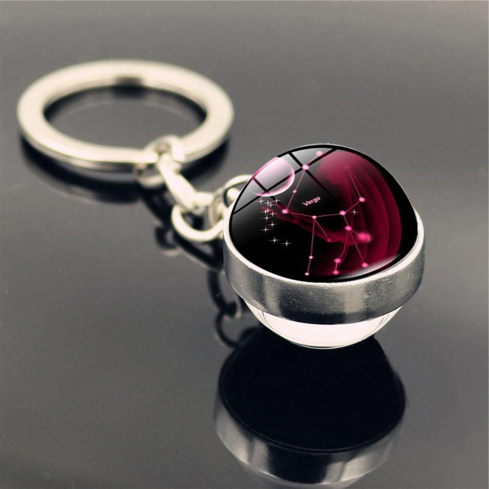 Gift Pendant Scorpio Jewelry Glass Ball 12 Constellation Key Rings Zodiac Keychain Keychain