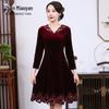 Plus Size European & American Celebrity Velvet Dress with Embroidery and Hollow Design