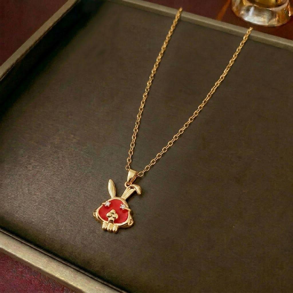 Women's Luxury Bear Pendant Necklace - Japanese Korean Diamond Style, Versatile Fashion Gift