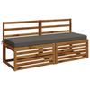 Bench Cushion SOEST 100percent  Polyester Gray 150 x 50 x 8 cm