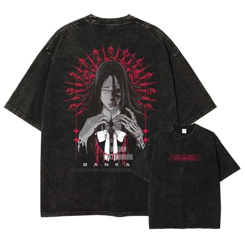 Bleach Kurosaki Ichigo Evolution Forms (Full Hollow  Shinigami) Vintage Washed Oversized TShirt  Unisex Anime Streetwear Tee S