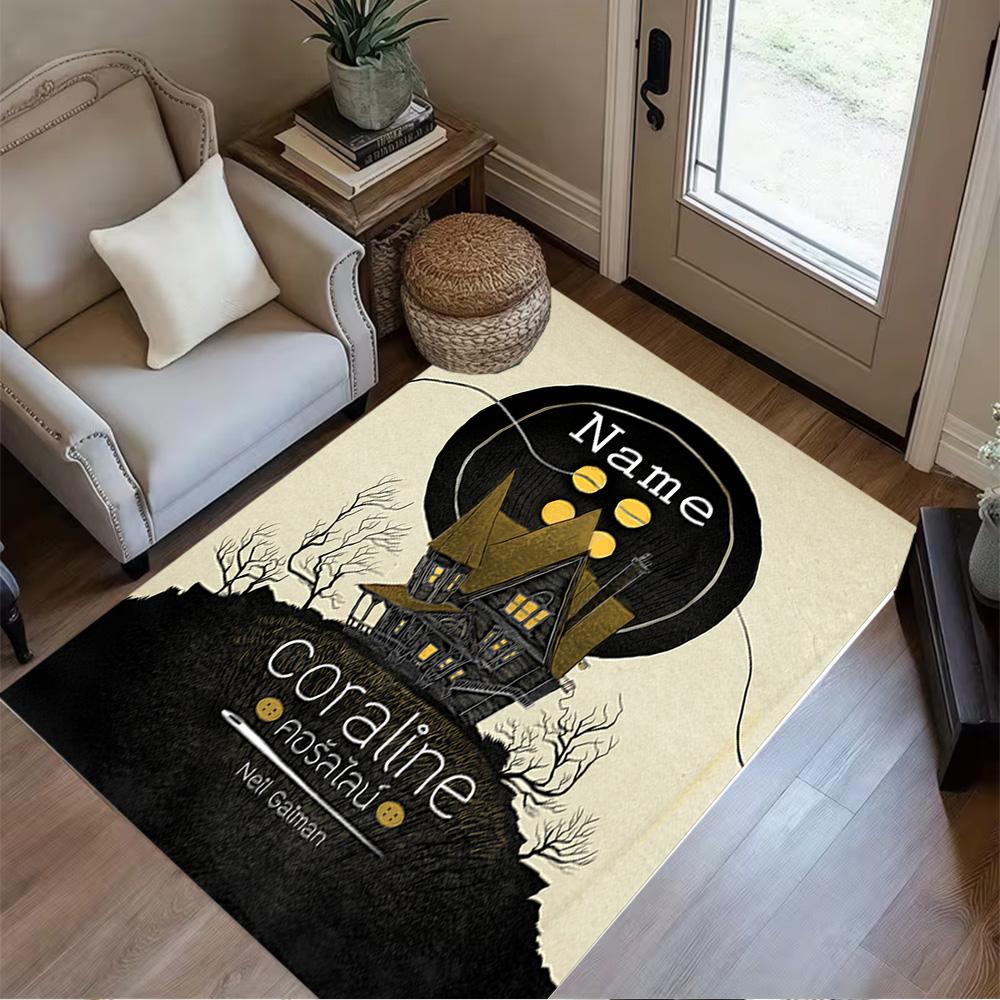 Mysterious Coraline House Personalized Text Carpet Design for Entryway Game Room Dormitory Living Rooms Anti-slip Rug Decorate Offices