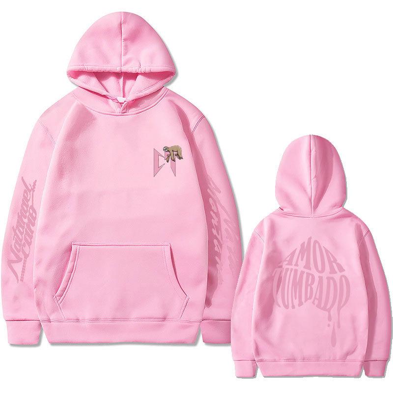 Sänger Natanael Cano Amor Tumbado Rosa Print Hoodie Herren Herbst Fleece Hoodie Normale Passform Langarm Mode Streetwear