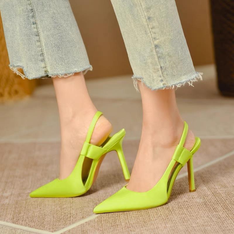 2025 New French Pointed High Heels Female Super High Heel Stiletto Fairy Elegant Outer Sandals Are Available In Stock