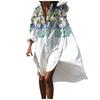 Fashion Women Floral Print Long Sleeves Buttons Cardigan Loose Shirt Dress