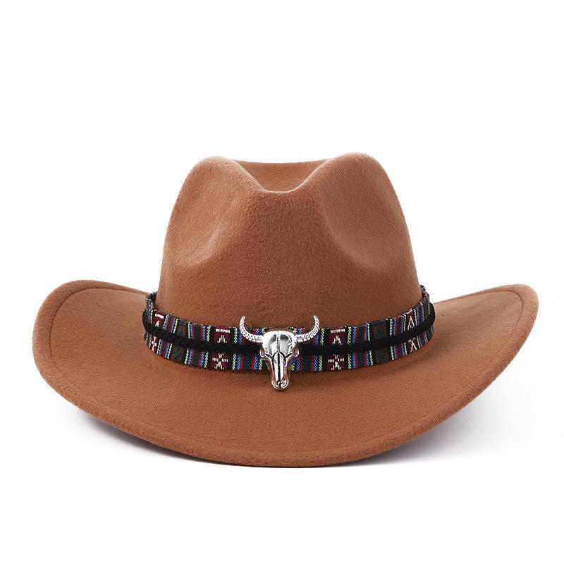 New Western Cowboy Hat Top Hat Jazz Hat Big Brim Ethnic Style Cowboy Felt Hat