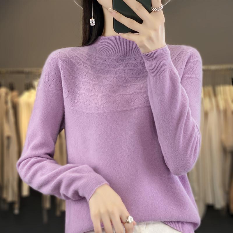 Skeleton Half-high Neck Bottoming Shirt Women's Fall and Winter Within The Lazy Loose Thin Knitted Sweater