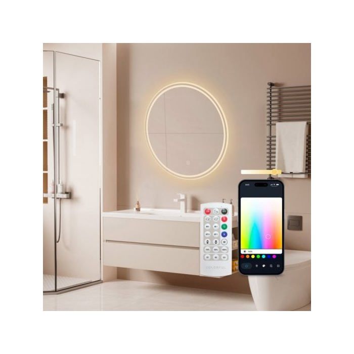 Ksix Oasis Intelligenter Antibeschlagspiegel Durchmesser 70cm Integrierter Lautsprecher RGB