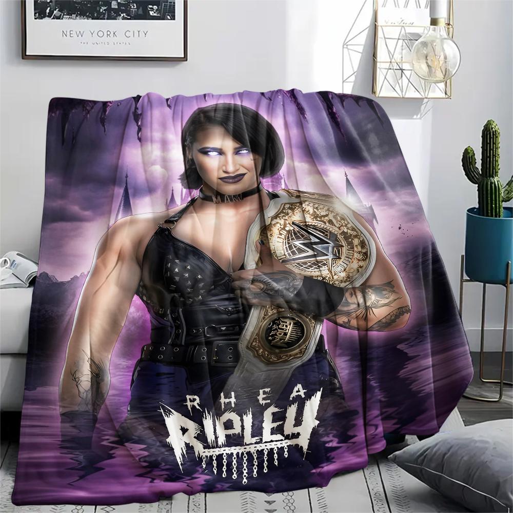 1PC Rhea Ripley Print Flannel Blanket, High quality All Seasons, Home Decor, Warmth and Comfort, Perfect for Christmas Gifts