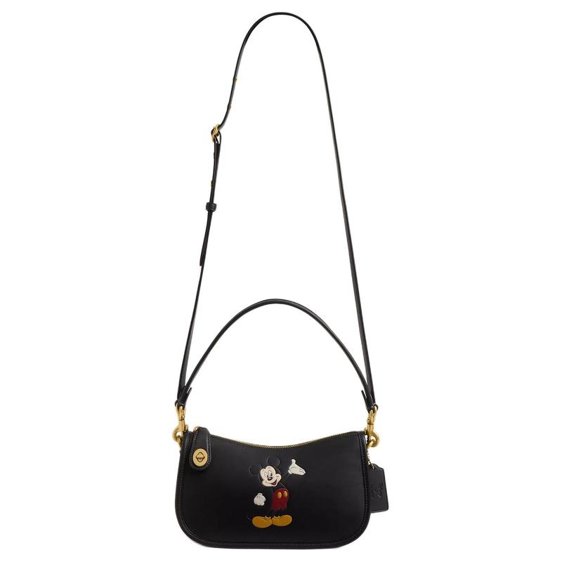 Coach Disney Disney Collaboration Swinger 23 Mickey Mouse Pattern Leather Swing Bag Handbag Medium Women's Black