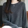 Navava Women Vintage Pearl Round Neck Long Sleeve Knit Top Nk3247