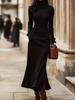 2026 Elegant High Neck Slim Fit Knit Dress - Women's Spring/Autumn Collection
