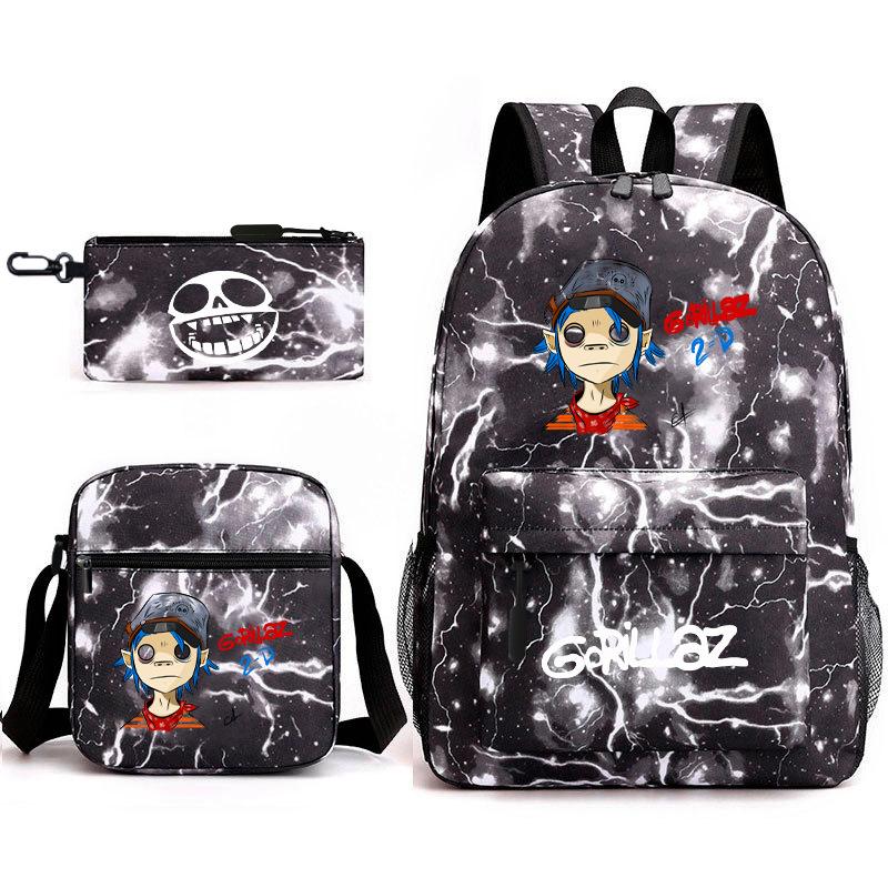 British virtual band trend heat transfer, primary and secondary school students schoolbag Gorillaz children's starry sky three-piece set, teenagers