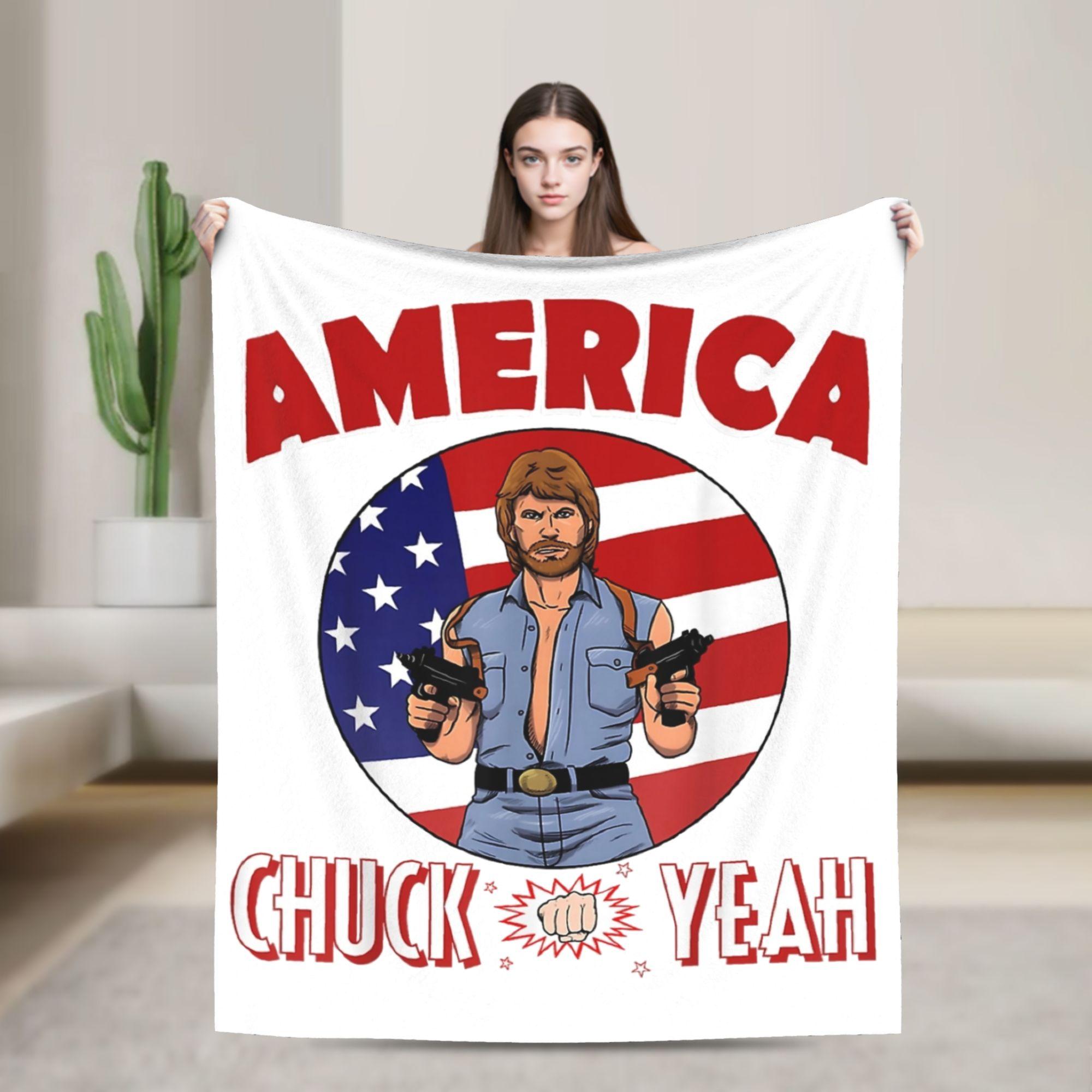 Chuck Norris America Chuck Yeah Blankets Fuzzy Funny Warm Throw Blanket for Home Restaurant Decoration, 75X95CM
