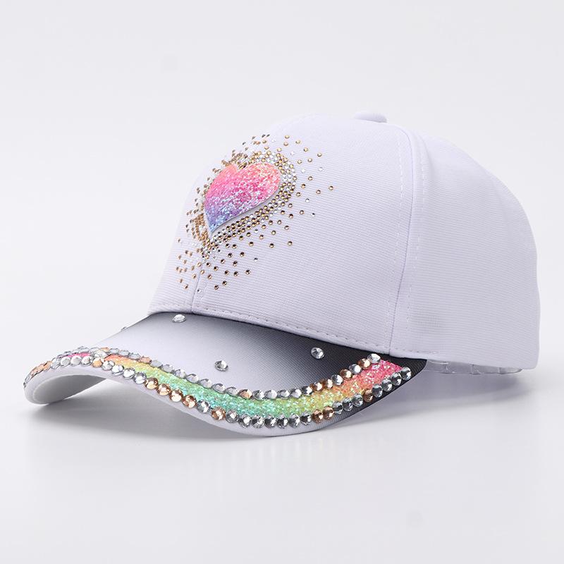 Xiyin strass fjäril hjärta basebollkeps dammode gradient anknäbbshatt