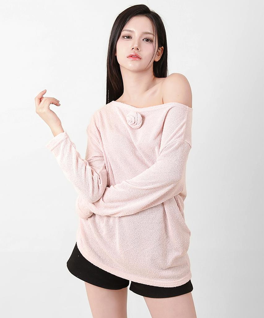 CATTLINE Loose Fit Corsage Knit Pink