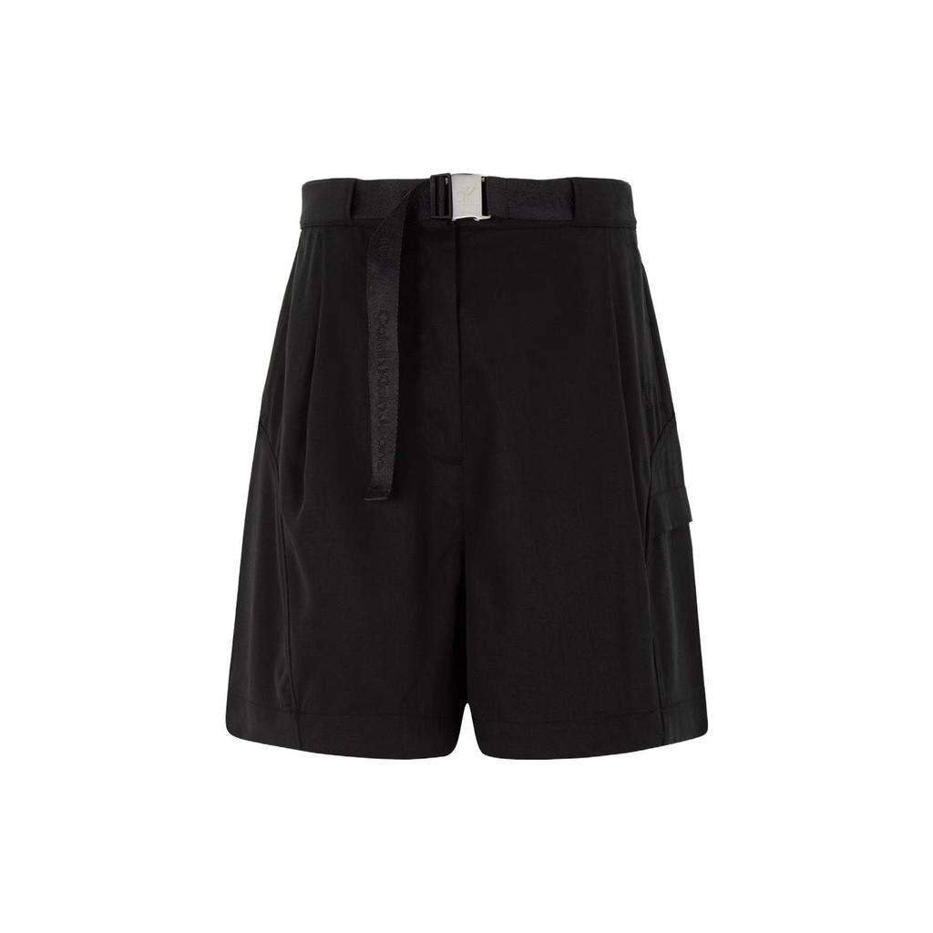 Calvin Klein Solid High-Waisted Loose Straight Casual Shorts Women Shorts Black J221091-BEH