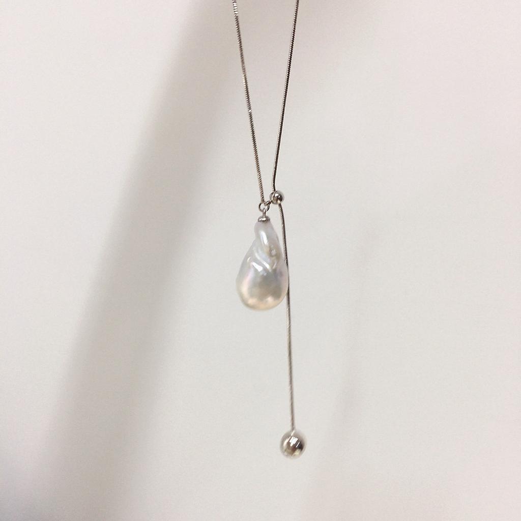 Colorful Baroque Natural Freshwater Pearl Pendant Snake Bone Chain Long Pearl Sweater Chain