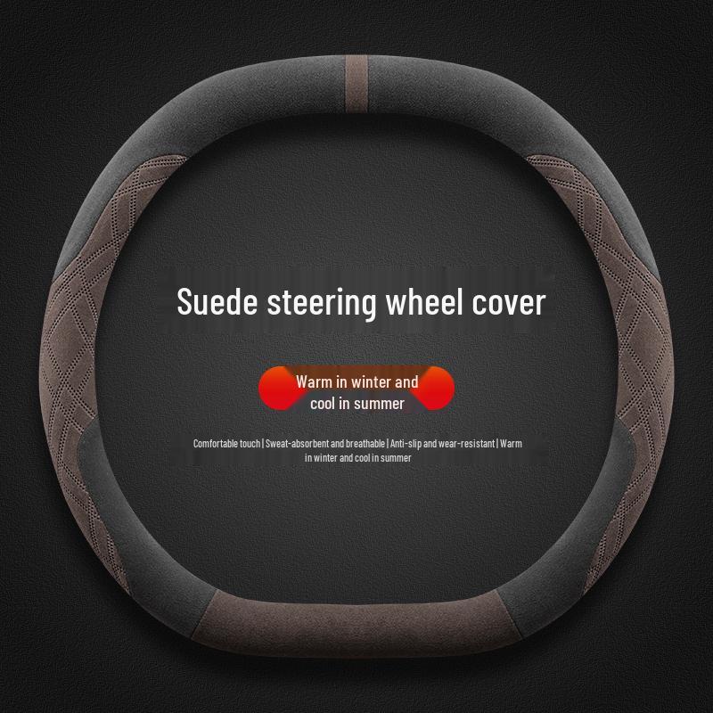 Lotus ELETRE/EMEYA Winter Steering Wheel Cover, Ultra-thin, Non-slip, Sweat-Absorbing, Flocking Handle