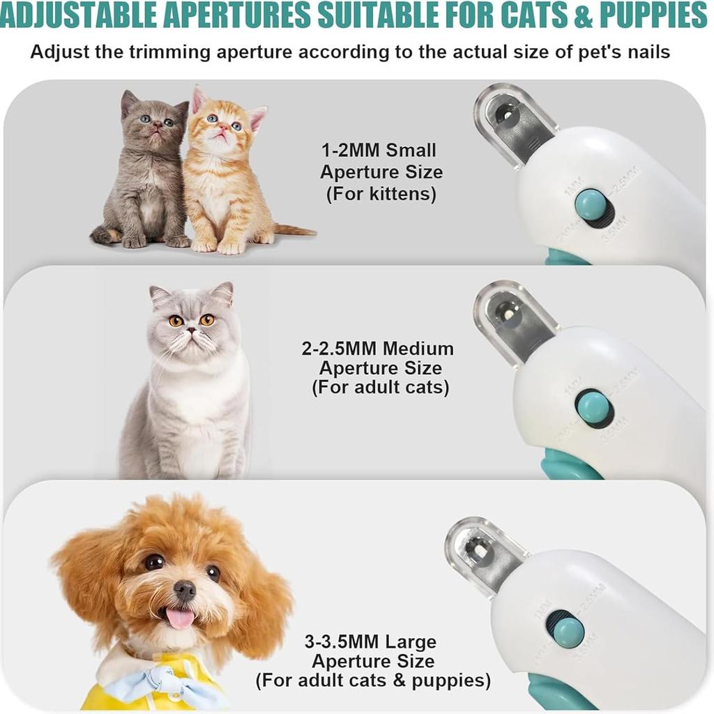 Cortador de unhas profissional para animais de estimação com furo ajustável, cortador de unhas para cães e gatos, aparador de garras para animais de estimação, filhotes, gatinhos, ferramenta de cuidados com a pele