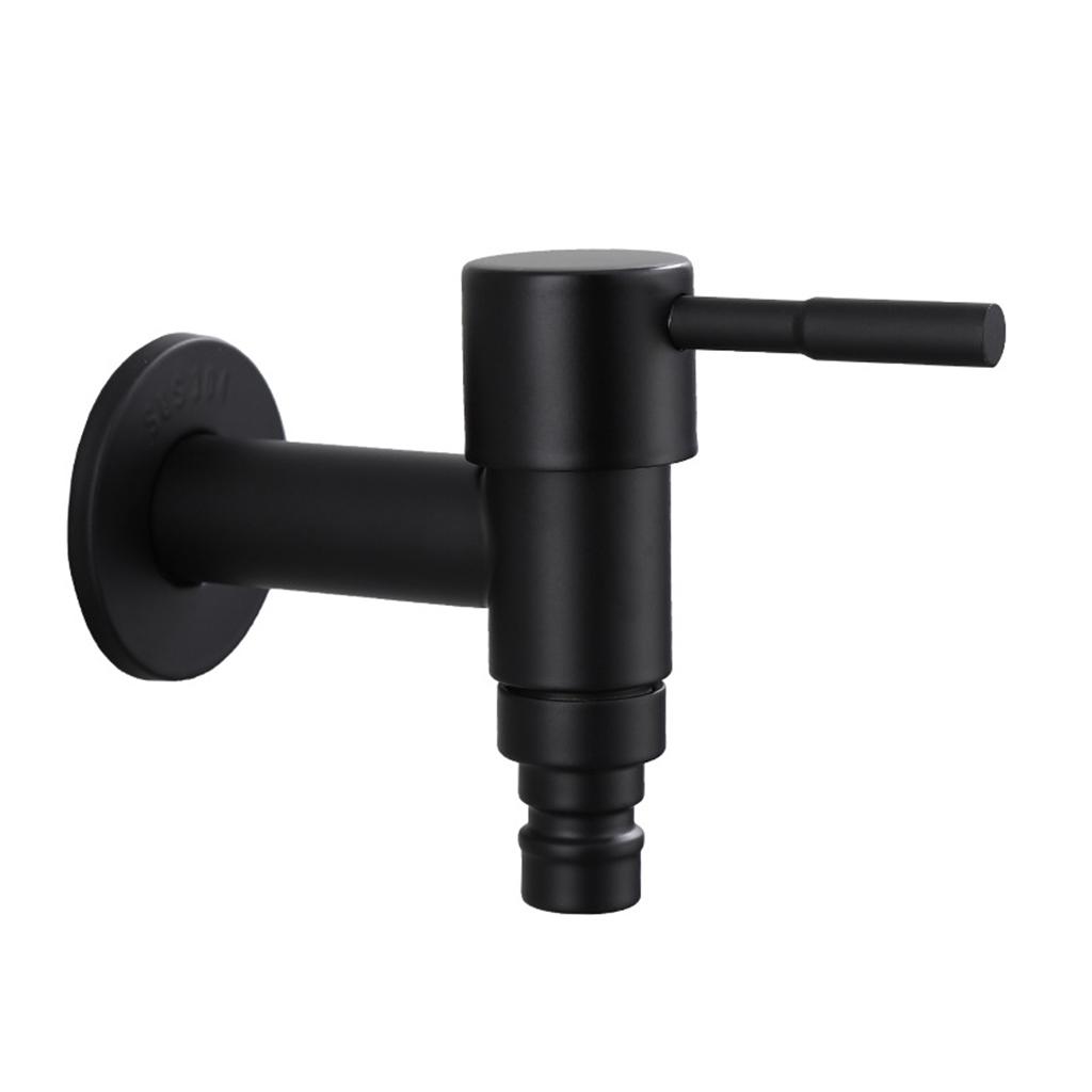 Wall Mounted Single Cold Water Faucet Classic Black Washing Machine Mop Pool Water Tap for Home Garden Bathroom Bath