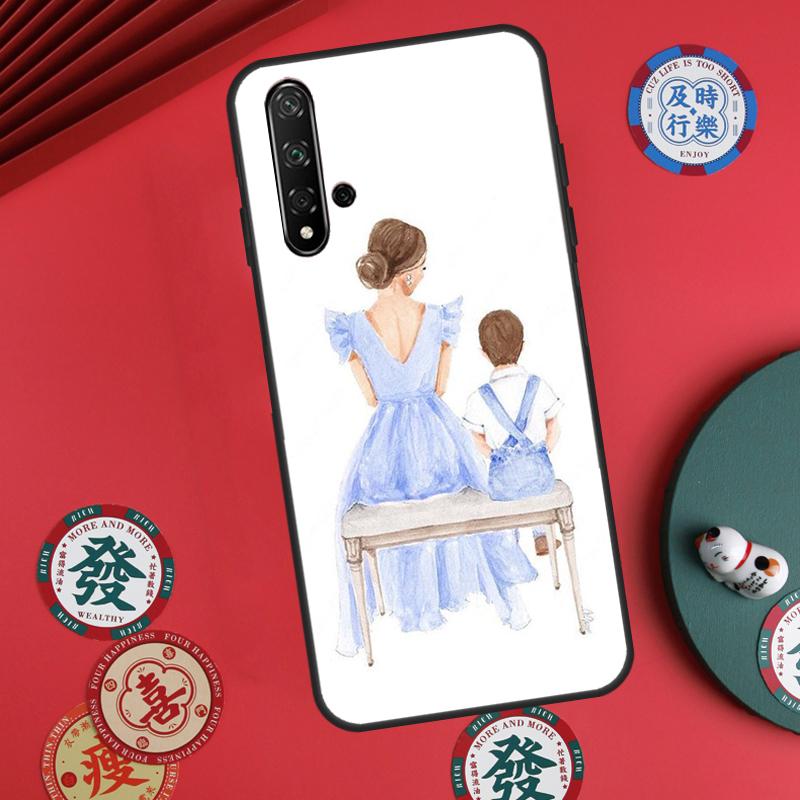 Black Brown Hair Baby Mom Girl Son For Huawei Nova Y73 Y72 Y61 Y91 Y90 Y70 Y60 12s 12i 11i 8i 9 10 SE P60 Pro P30 P40 Lite Case