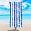 Strandlaken Blauw En Wit Gestreept Patroon Zonbescherming Winddicht Geschikt Voor Zwembad Kamperen Reizen Deken