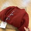 Korean-Style Patchwork Plaid Sweater Cardigan, Round Neck, Loose Casual Fit, Autumn/Winter 2024
