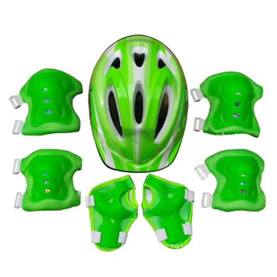 

1 Set Kids Roller Skating Pad Palm with Knee Elbow Protective Gear Guard Helmet Skateboarding зелений