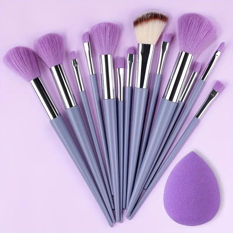 13-Piece Makeup Brush Set Season Green Brown Coffee Color Soft Bristles Non-Shedding Brush Set Eyeshadow Loose Powder