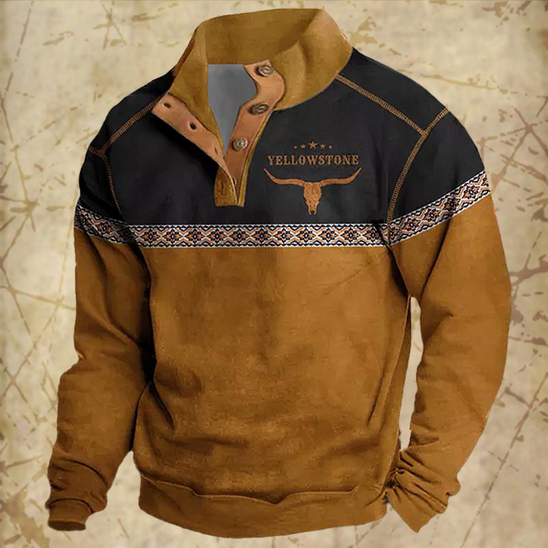 Vintage Men's Hoodies Autumn Long Sleeved Street Button Pullover Oversized Clothing for Men Sweatshirt Fashion Casual Hoodie